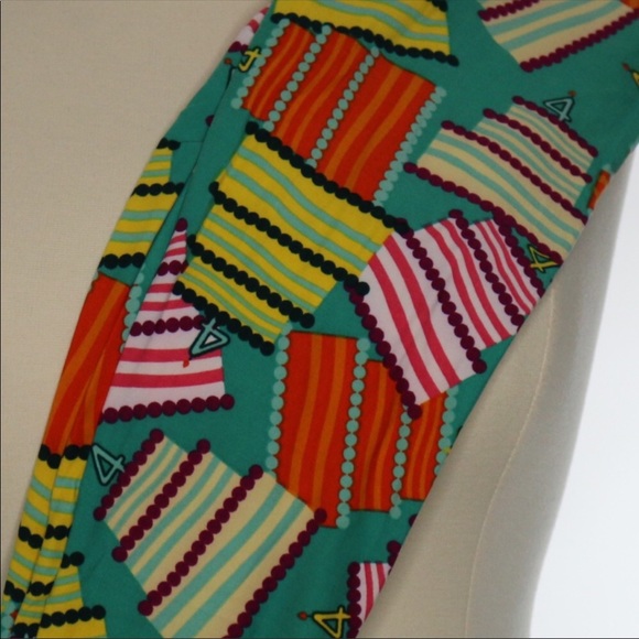 Lularoe Cake Birthday Leggings One Size OS - Picture 2 of 6
